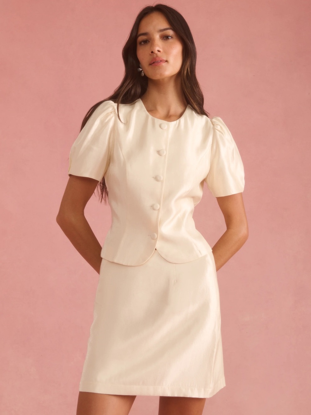 Few Moda kourt Cambria Cream 2 Piece Skirt Set NWT Size 8 Tibi Factory